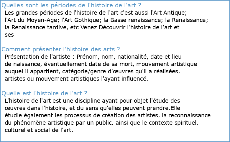 Frise chronologique d'histoire des arts