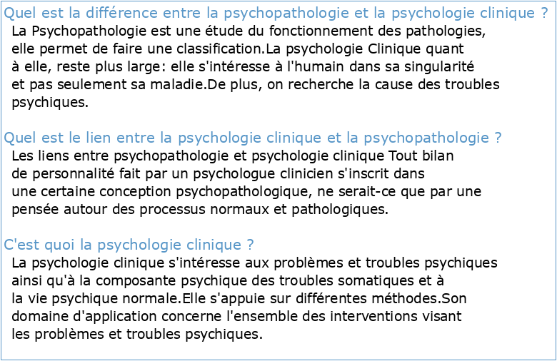de psychologie et de psychopathologie clinique générale