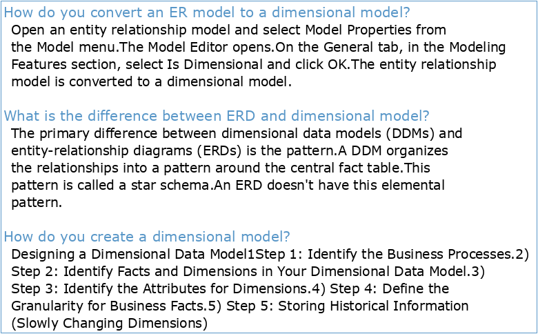 From ER Models to Dimensional Models: