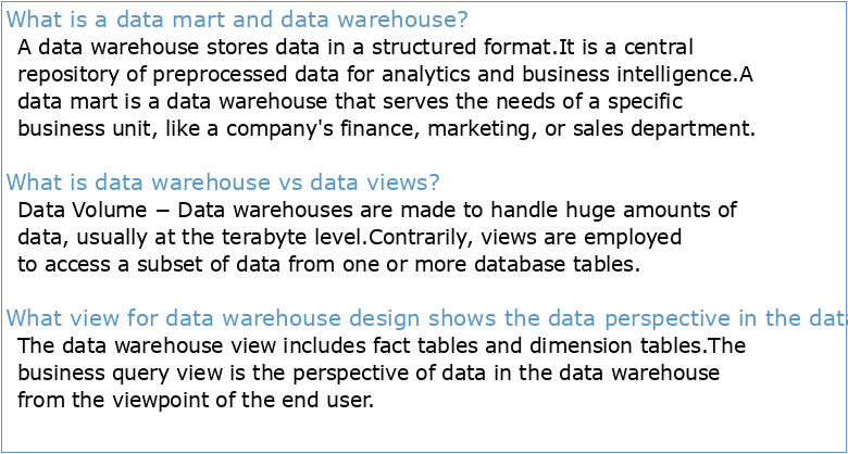 Data Warehouses and Data Marts: A Dynamic View