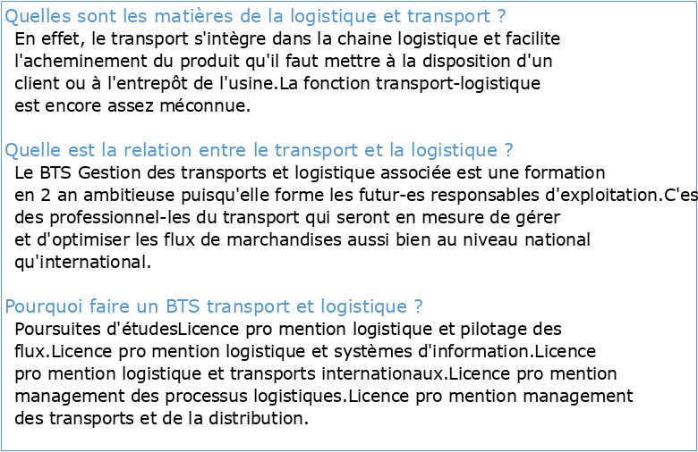 Cours d'économie de Transport en BTS 2 /Transport et Logistique