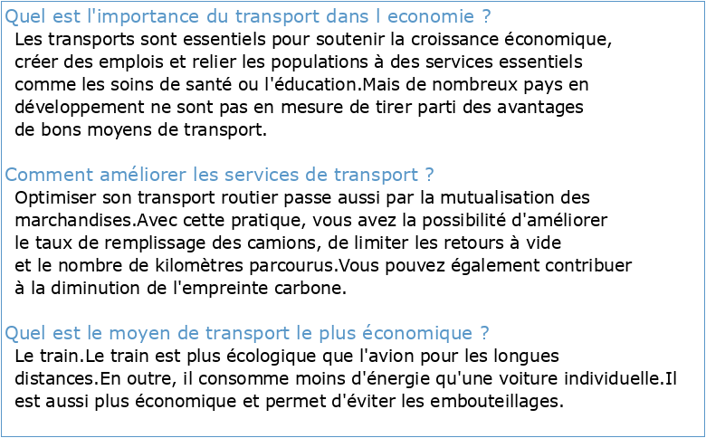 Economie de la production de services de transport