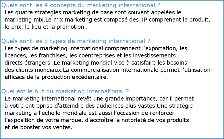 Matière : Marketing international