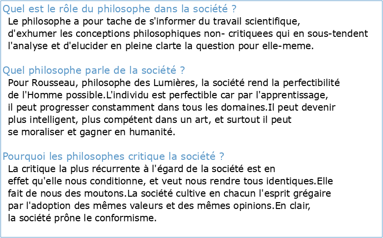 Le philosophe et la société