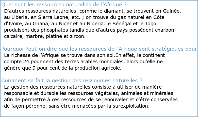 La gouvernance des ressources naturelles en Afrique