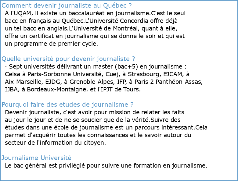 Les étudiants en journalisme au Québec