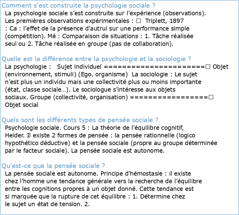 Psychologie sociale Cours 1
