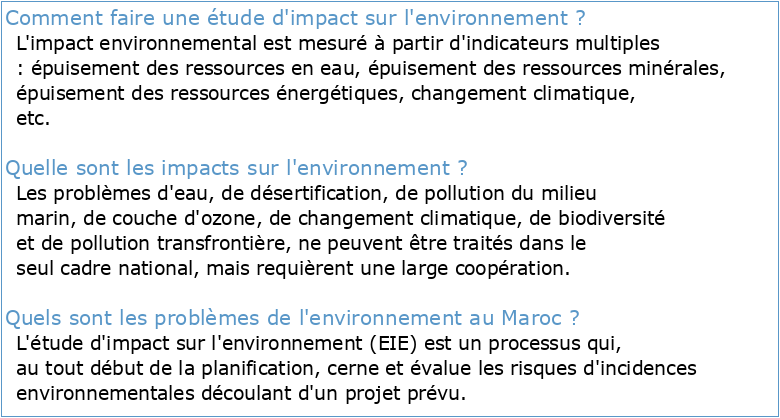 Exemple d'etude d'impact sur l'environnement au maroc pdf