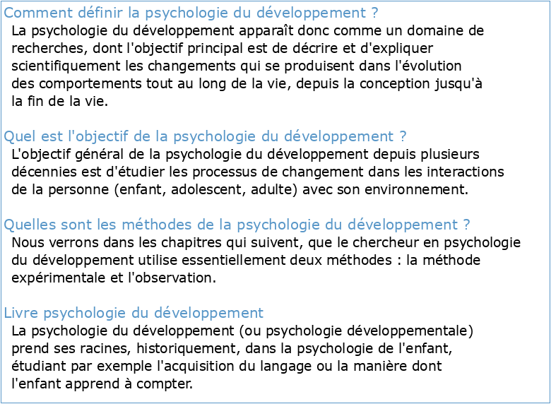 Psychologie du développement 2 Présentation