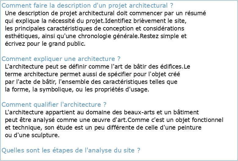 Exemple de description d'un projet architectural