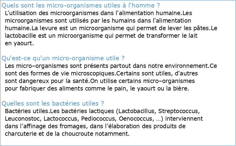 Exemple de micro organisme utile à l'homme