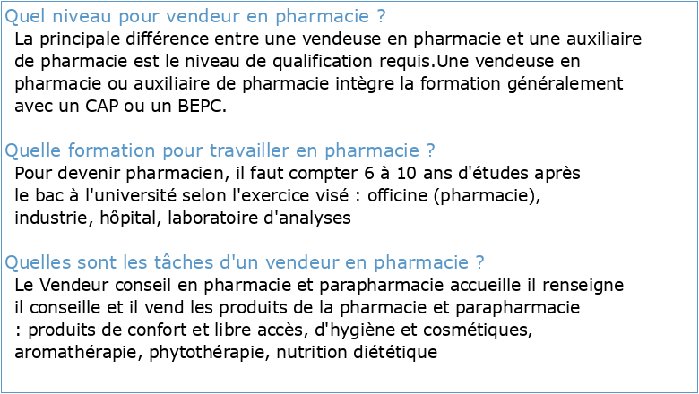 CQP Vente et promotion de produits pharmaceutiques en officine