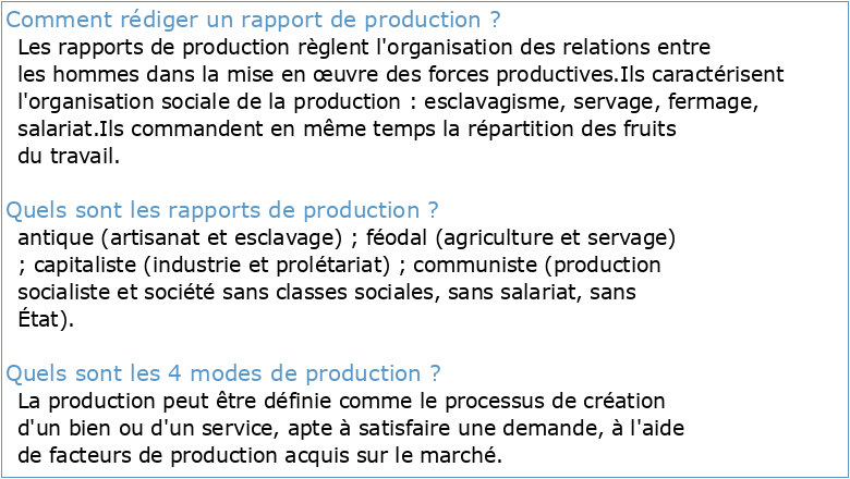 Exemple de rapport de production