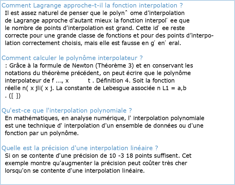 Interpolation polynomiale Cours 1-2-3-4-5