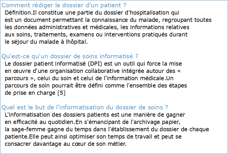 Exemple dossier patient informatisé
