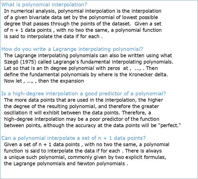 L'interpolation polynomiale