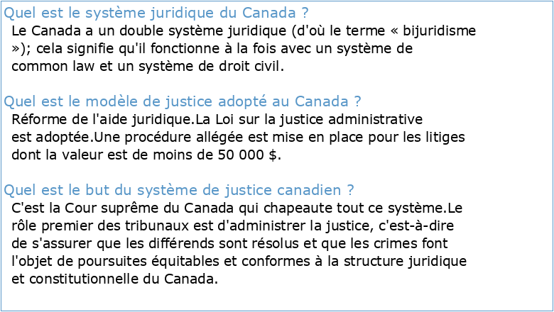 LE SYSTÈME DE JUSTICE du CANADA  AJEFA