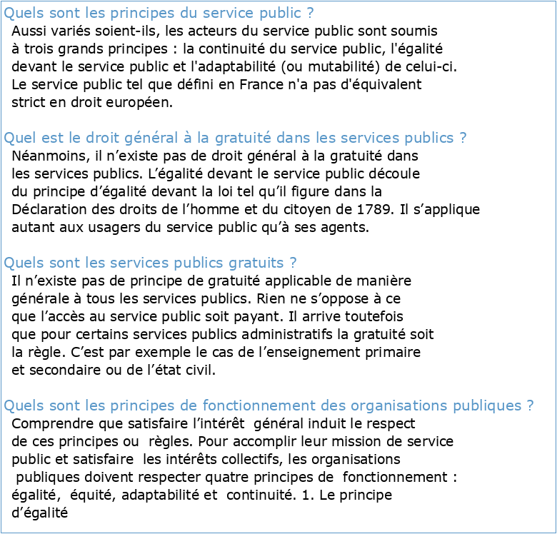 Les 3 grands principes du service public