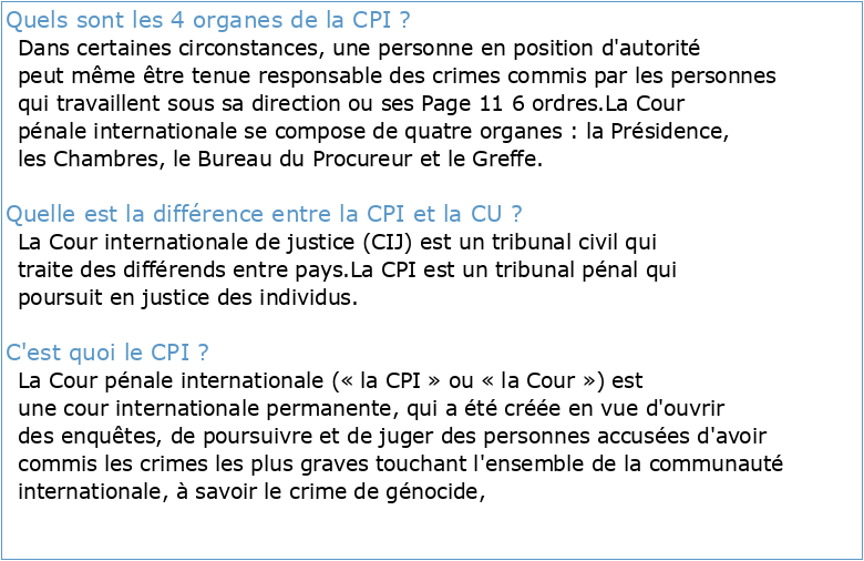 Annexe V b) Bilan de la justice pénale internationale Paix et justice
