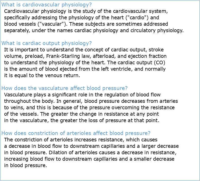 PHYSIOLOGHIE CARDIO-VASCULAIRE