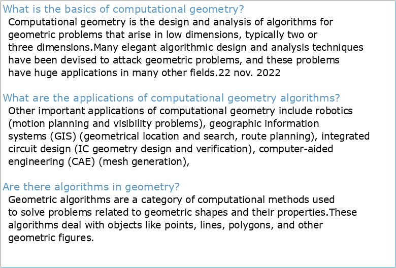 Basic Algorithms and Combinatorics in Computational Geometry∗