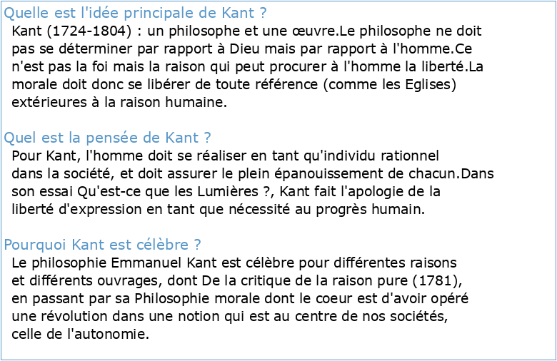 L'exemple de Kant