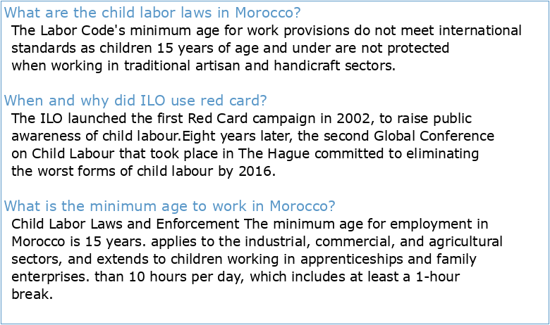 Combating child labour in Morocco by creating an enabling national