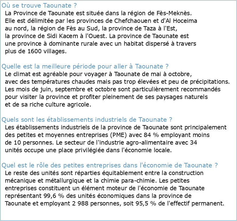 Elaboration d'un Plan de développement de la Province de Taounate