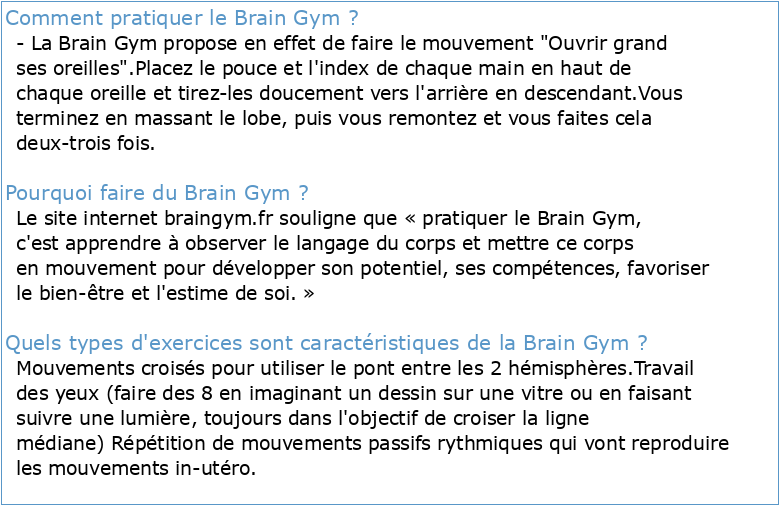 Brain Gym Bouger Pour Apprendre