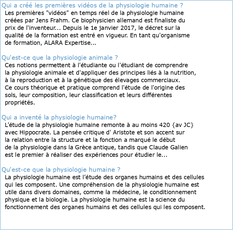 PHYSIOLOGIE ANIMALE ET HUMAINE
