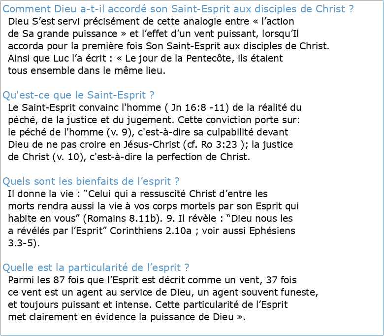 Cours Biblique Le Saint-Esprit I