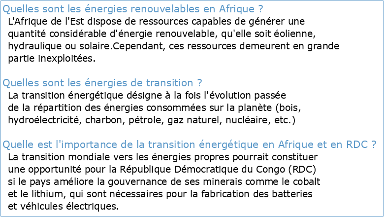 La transition vers les énergies renouvelables en Afrique