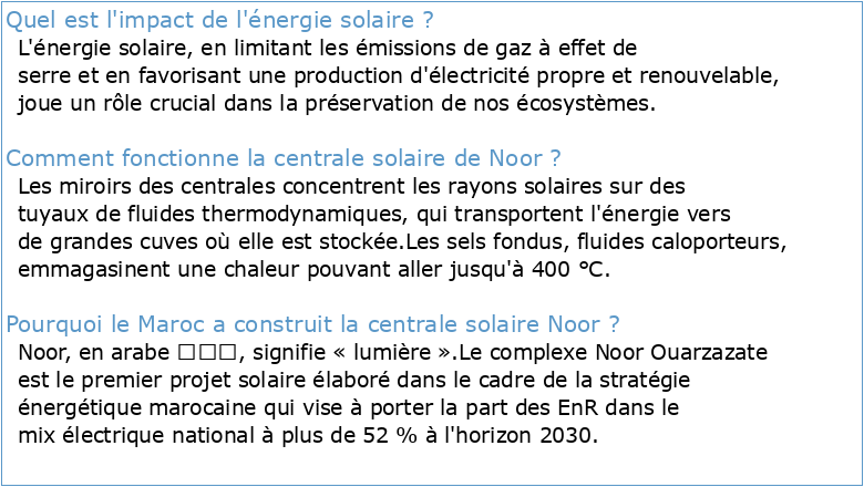 Projet de la Centrale Solaire NOOR Boujdour Etudes d'Impact