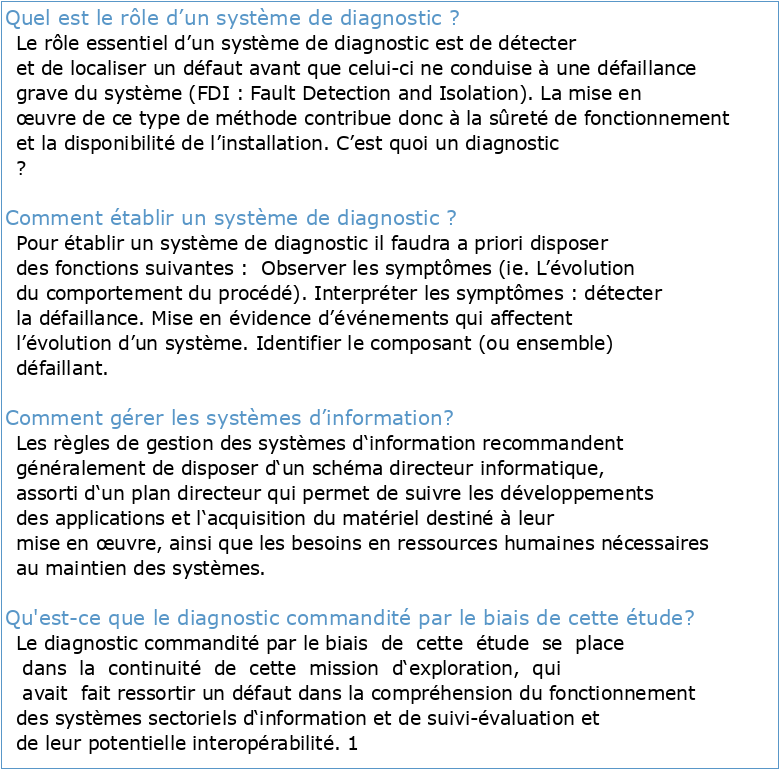 Guide Méthodologique sommaire sur le Diagnostic des systèmes d