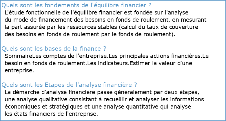 Les fondements de finance Chapitre 1 Analyse financière
