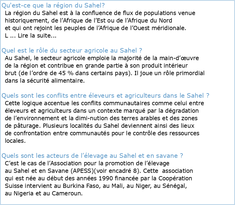 Élevage et marché régional au Sahel et en Afrique de l'Ouest