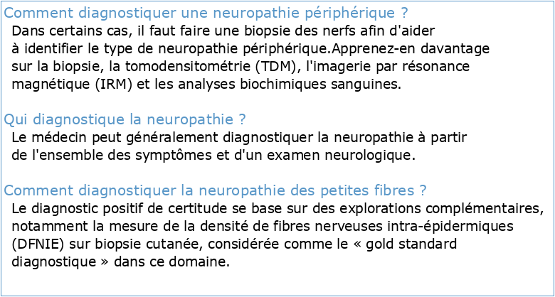 Neuropathies périphériques Diagnostic Orientations étiologiques