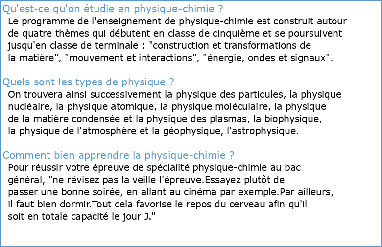 Physique Chimie