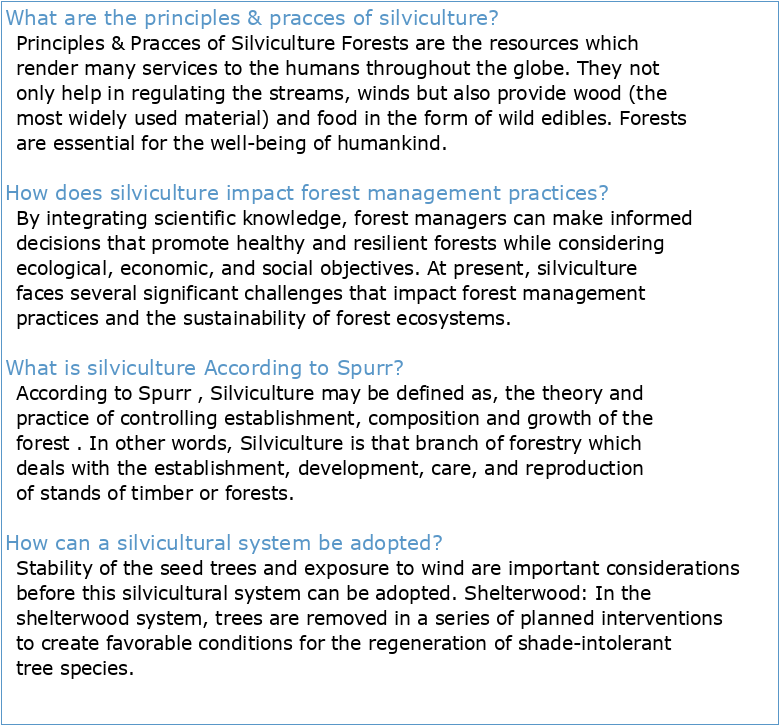 Principles & Pracces of Silviculture