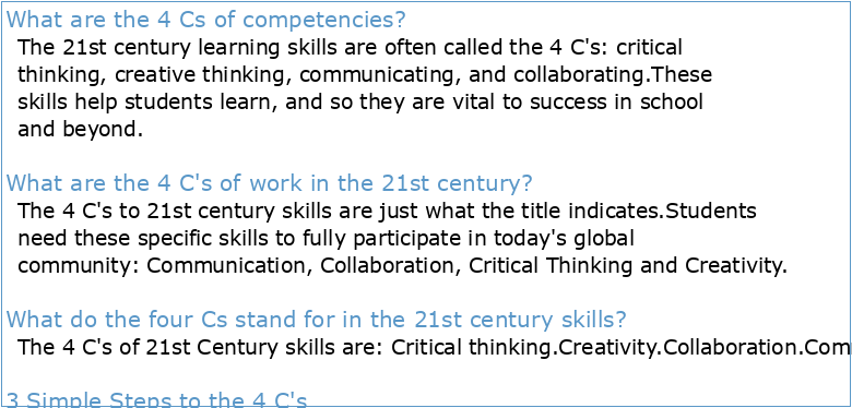 Demonstrating Competency in the 21st Century Skills (4 Cs)
