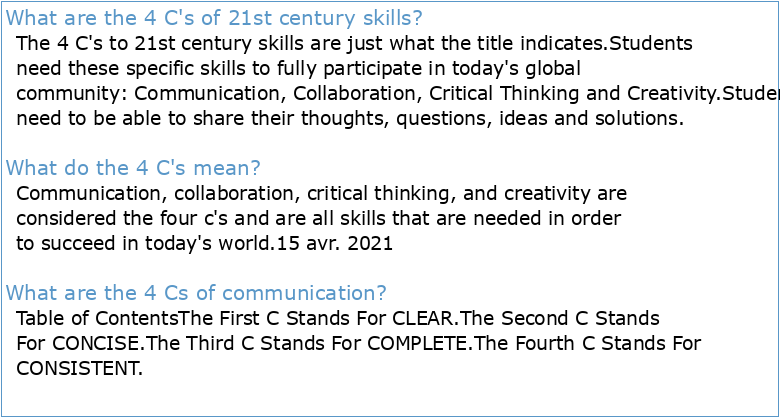 The 4 Cs to 21st Century Skills