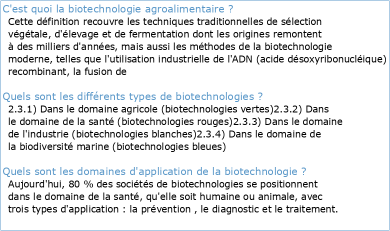 Biotechnologie alimentaire :