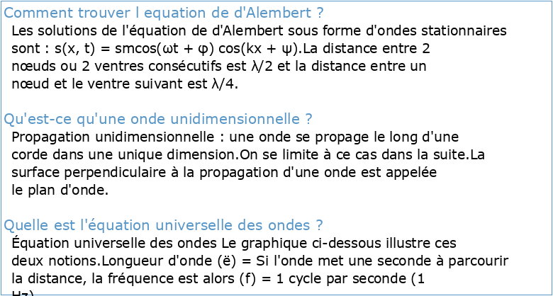Equation d'onde de d'Alembert (unidimensionnelle)