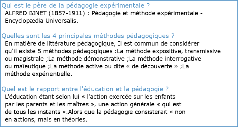 EDUS2160 Pédagogie expérimentale et histoire de l'éducation