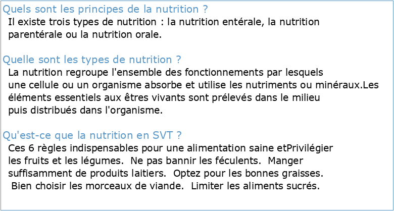 SEMAINE 2 – LES PRINCIPES DE BASE DE LA NUTRITION