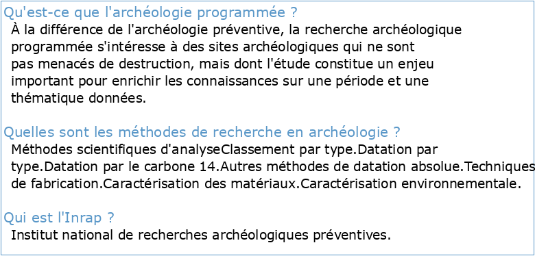 Programmation nationale de la recherche archéologique