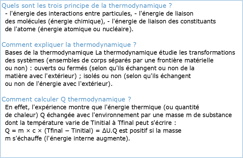 Cours de Thermodynamique