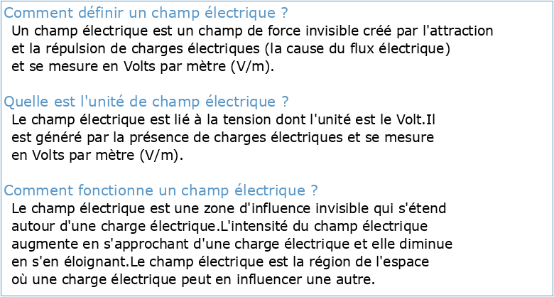 Chapitre 13 – La définition du champ électrique