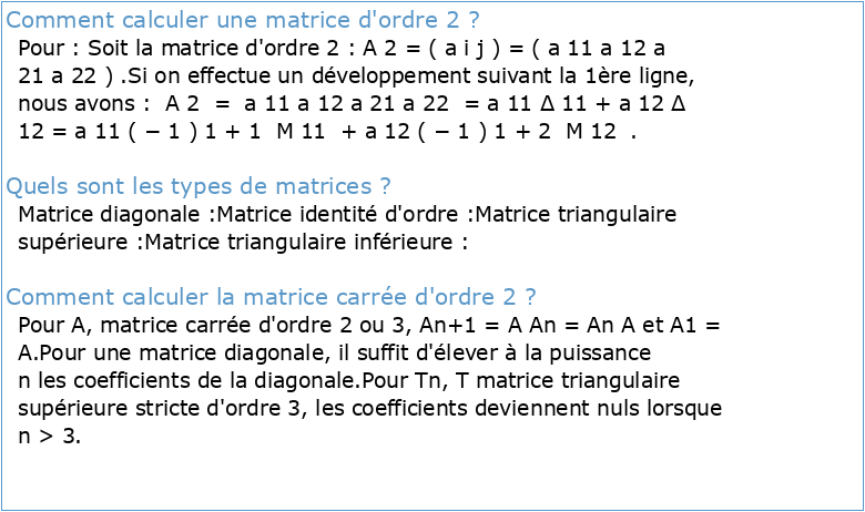 Généralités sur les matrices Partie 2