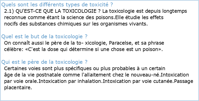 Cours : Toxicologie générale